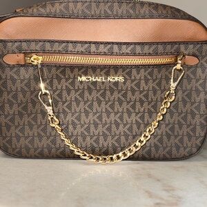 Michael Kors Signature Brown and Gold Crossbody Bag